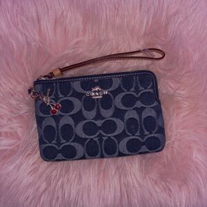 Coach Denim Blue Signature Wristlet
